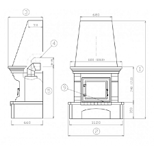 Каминная облицовка ABX Glasgow Klasik (цоколь песчаник, балка песчаник)