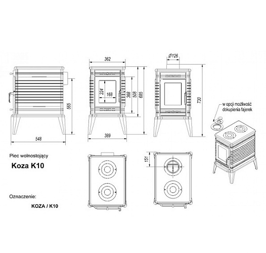 Печь-камин (буржуйка) Koza/K10 турбина_1